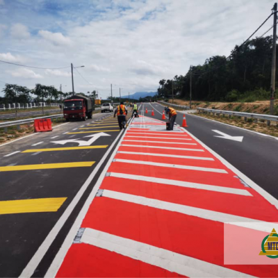 Road painting activities in Setiu, Terengganu